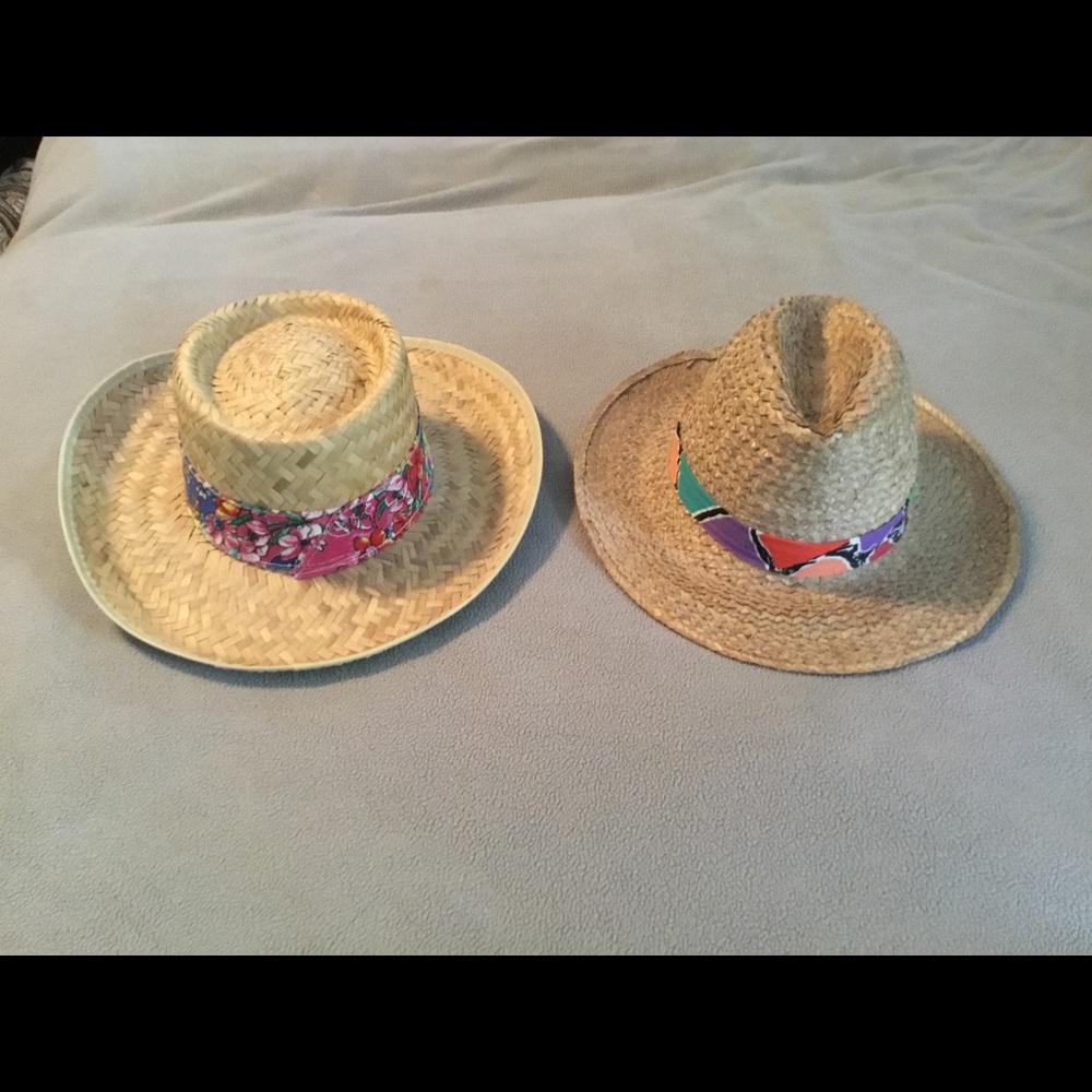Two sun garden straw hats